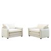 Beige Corduroy,Luxurious and Sophisticated Deep Seated Sofa Set with Two Single Deep Seat Sofa Suitable for Living Room and Office