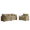 Modern Living Room Sofa Two-Piece Set, Suitable for Living room and Bedroom Sofa Set, Consists of a Single Seat and a 3-Seater Sofas, Tan Corduroy