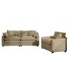 Modern Living Room Sofa Two-Piece Set, Suitable for Living room and Bedroom Sofa Set, Consists of a Single Seat and a 3-Seater Sofas, Tan Corduroy