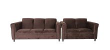 Suede Loveseat and Sofa Set for Living Room, Modern DÃ©cor Couch Sets for Living Room, Bedrooms with Solid Wood Frame (Dark Brown)