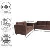 Suede Loveseat and Sofa Set for Living Room, Modern DÃ©cor Couch Sets for Living Room, Bedrooms with Solid Wood Frame (Dark Brown)