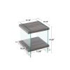 17.72" Sleek and Sturdy Tempered Glass Leg Side Table with Dual MDF Shelves, Modern nightstand end table for living roon, bedroom, transparent/gray