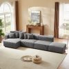 Soft Corduroy Sectional Modular Sofa 4 Piece Set, Small L-Shaped Chaise Couch for Living Room, Apartment, Office, Gray