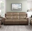 Plush Comfort Sofa Set 3pc Brown Microfiber Upholstered Tufted Details Reclining Sofa Loveseat Reclining Chair Plush Arms Modern Living Room Furniture