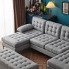 110 inch Sleeper Sectional Sofa Set with Storage Ottoman, U-Shaped 4-Seat Sofa Couch for Living Room, Light Grey