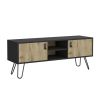 Huna Hairpin Legs TV Stand, Dual-Tone with 2 Doors and Open Shelves