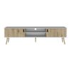 Huna TV Stand, Dual-Tone with Hinged Drawers and Open Shelves