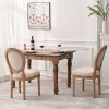French Country Dining Chairs with Round Back Set of 2, Upholstered, Solid Wood Legs, Accent Side Chairs for Living Room, Wedding Event- Cream