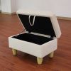 White Flannel Living Room Sofa Set Ottoman