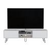 Waco TV Rack, Hairpin Stand with Spacious Storage and Cable Management Holes, White