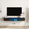 Floating TV Stand Wall Mounted with 16 Color LEDs,63" Modern TV Stand, Floating TV Cabinet Entertainment Center for 55 60 65 Inch TV,Black