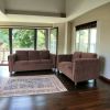 Suede Loveseat and Sofa Set for Living Room, Modern DÃ©cor Couch Sets for Living Room, Bedrooms with Solid Wood Frame (Dark Brown)