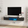 Floating TV Stand Wall Mounted with 16 Color LEDs,63" Modern TV Stand, Floating TV Cabinet Entertainment Center for 55 60 65 Inch TV,Black