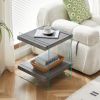 17.72" Sleek and Sturdy Tempered Glass Leg Side Table with Dual MDF Shelves, Modern nightstand end table for living roon, bedroom, transparent/gray