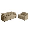 Modern Living Room Sofa Two-Piece Set, Suitable for Living room and Bedroom Sofa Set, Consists of a Single Seat and a 3-Seater Sofas, Tan Corduroy
