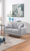 Elegant 2pc Sofa Set Light Gray Burlap Like Fabric Sofa Loveseat w Pillows Cozy Design Plush Couch Living Room
