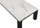 White Black 3-Piece Living Room Table Set Faux Marble Table Top Cocktail Table and Two Matching End Tables Wooden Furniture