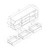 Modern TV Stand with Four Open Shelves and Three Storage Drawers - White Oak