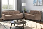 Stylish flannel living room three piece sofa set, brown flannel