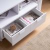 Modern TV Stand with Two Shelves and Two Drawers - White