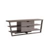 TV Stand with Four Open Shelves and Two Drawers with Cutout Handles - Dark Brown