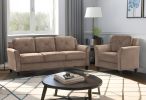 Stylish flannel living room three piece sofa set, brown flannel
