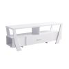 Contemporary TV Stand with Four Shelves and One Drawer - White
