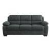 Modern Living Room 3pc Sofa Set Plush Comfortable Sofa Loveseat Chair Dark Gray Textured Fabric Channel Tufting Solid Wood Furniture
