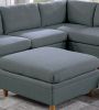 Living Room Furniture 8pc Sectional Sofa Set Steel Dorris Fabric Couch 3x Wedges 3x Armless Chair And 2x Ottomans