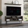 Oslo Tv Stand for TVÂ´s up 51"; Two Drawers; Four Legs; Three Open Shelves -Dark Walnut