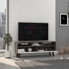 Oslo Tv Stand for TVÂ´s up 51"; Two Drawers; Four Legs; Three Open Shelves -Dark Brown / White