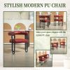 COOLMORE Contemporary Designed PU Fabric Upholstered Accent/Dining Chair/Barrel Side Chairs Kitchen Armchair for Living Room set of 2 (Wine red PU)