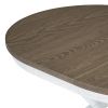 TREXM 5-Piece Retro Functional Dining Table Set Extendable Round Table and 4 Upholstered Chairs for Dining Room and Living Room (Brown+Antique White)