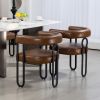 COOLMORE Contemporary Designed PU Fabric Upholstered Accent/Dining Chair/Barrel Side Chairs Kitchen Armchair for Living Room set of 2 (Light Brown PU)