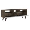 Oslo Tv Stand for TVÂ´s up 51"; Two Drawers; Four Legs; Three Open Shelves -Dark Brown / White