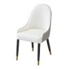 Modern Dining Chairs Set of 2 pcs Faux leather Dining Chair with Metal legs for Living Room/Dining Room/Reception Room(White+Gray)