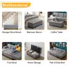 110 inch Sleeper Sectional Sofa Set with Storage Ottoman, U-Shaped 4-Seat Sofa Couch for Living Room, Light Grey