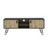 Huna Hairpin Legs TV Stand, Dual-Tone with 2 Doors and Open Shelves