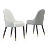 Modern Dining Chairs Set of 2 pcs Faux leather Dining Chair with Metal legs for Living Room/Dining Room/Reception Room(White+Gray)