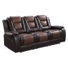 Modern Luxury Living Room Sofa Set 2pc Reclining Sofa Loveseat Formal Furniture Premium Faux Leather Upholstery Comfortable Two-Tone Brown Finish