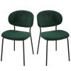 Dark Green Boucle Fabric Dining Chairs Set of 2,Dining Chairs with Metal Legs for Dining Room, Kitchen, Living Room