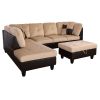 Beige and Brown Color Lint And PVC 3-Piece Couch Living Room Sofa Set A