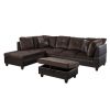 Brown Lint And PVC 3-Piece Couch Living Room Sofa Set A