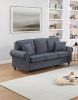 Elegant Luxury Blue Gray Tweed Like Fabric 2pc Sofa Set Sofa Loveseat Pillows Living Room Furniture