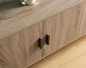 TV Stand Two Door Cabinet with Two Open Shelves with Metal Legs - Brown & Black