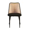 Black Rattan Dining Chairs Set of 4,Boucle Chairs with Natural Cane Back, Upholstered Dining Room Kitchen Chair for Dining Room Kitchen, Living Room