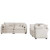 Modern Fabric Living Room Sofa Two Pieces Set, Two 2-Seater Sofas with 8 Cushions,Upholstery Large Deep Seat Sofa Set, Light Beige Corduroy Fabric