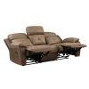 Plush Comfort Sofa Set 2pc Brown Microfiber Upholstered Tufted Details Reclining Sofa Loveseat Plush Arms Modern Living Room Furniture