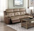 Plush Comfort Sofa Set 2pc Brown Microfiber Upholstered Tufted Details Reclining Sofa Loveseat Plush Arms Modern Living Room Furniture