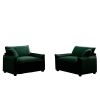 Green Corduroy,Luxurious and Sophisticated Deep Seated Sofa Set with Two Single Deep Seat Sofa Suitable for Living Room and Office